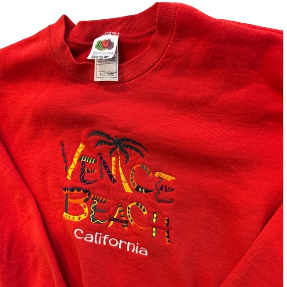 Fruit of the Loom Best‎ Red Venice Beach California Crewneck Sweatshirt Size L - Picture 6 of 9